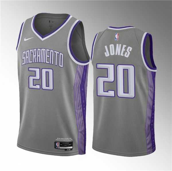 Men%27s Sacramento Kings #20 Colby Jones Gray 2023 Draft City Edition Stitched Jersey Dzhi